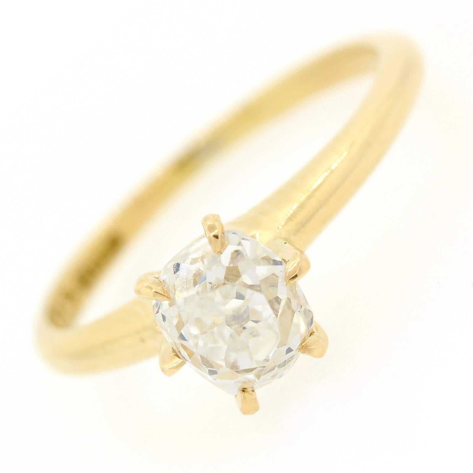 Antique Old Mine Cut Diamond Gold Ring In Excellent Condition In Beverly Hills, CA