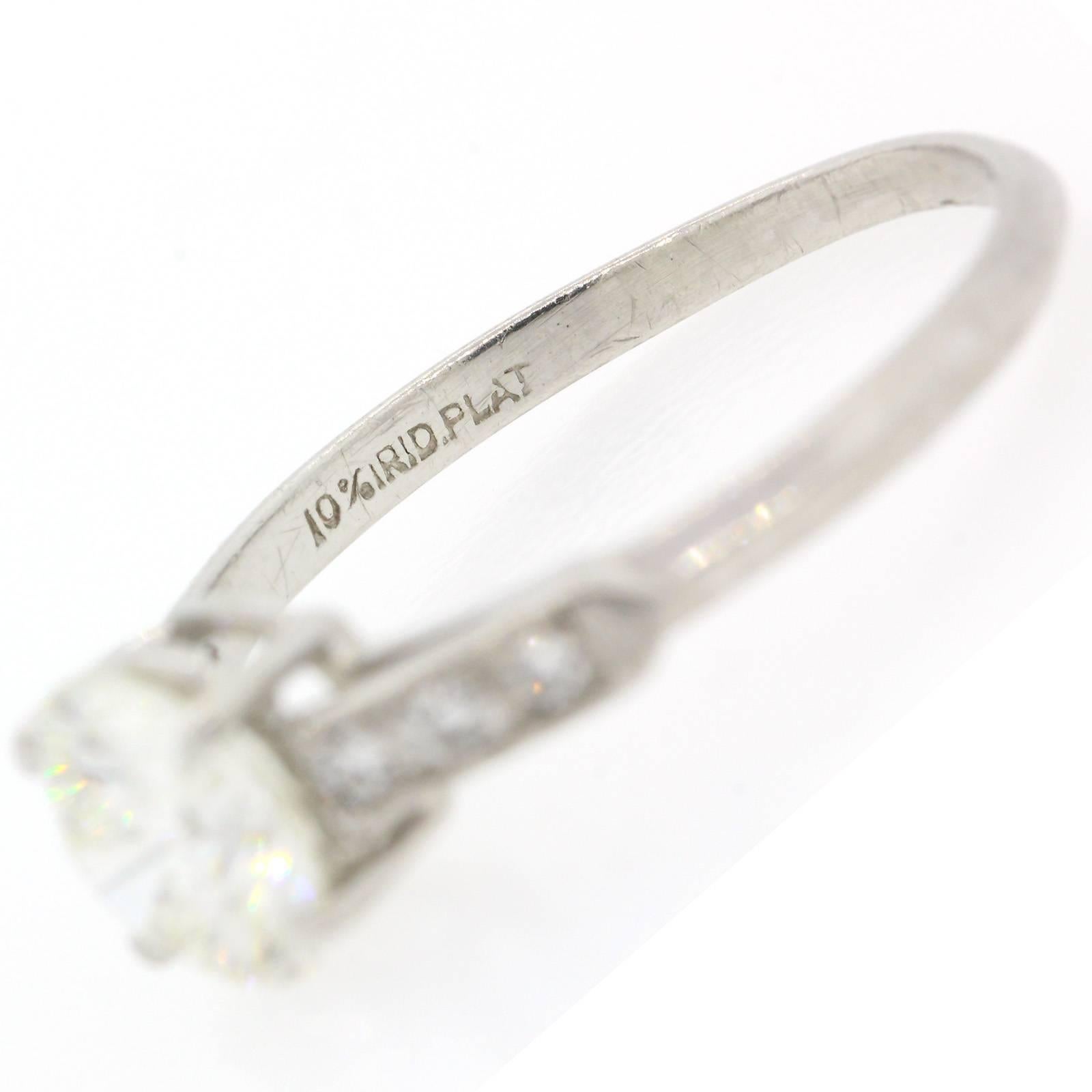 Vintage 1.11 carat Round Diamond Platinum Engagement Ring 1