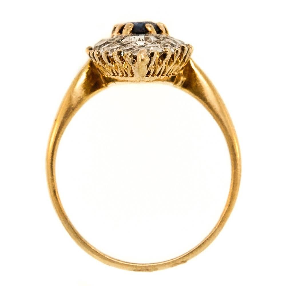 Edwardian Antique Sapphire Old Cut Diamond Ring
