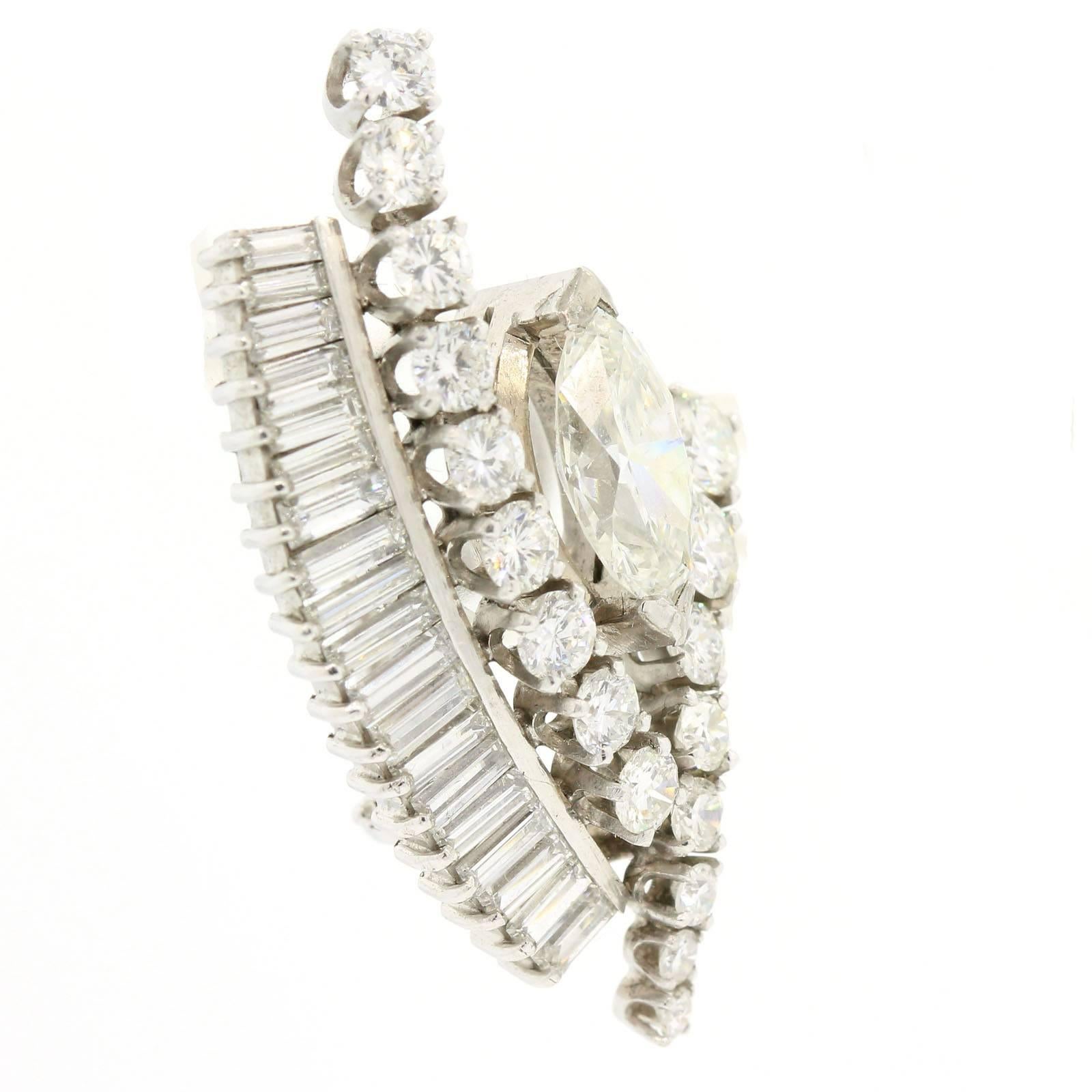 Modern Vintage Diamond Platinum Earrings For Sale