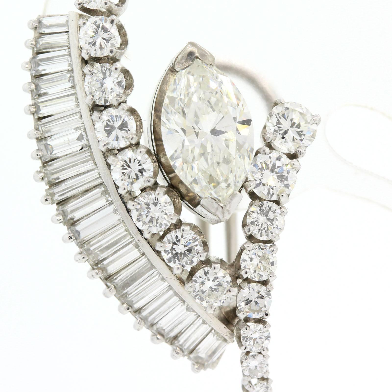 Women's Vintage Diamond Platinum Earrings For Sale