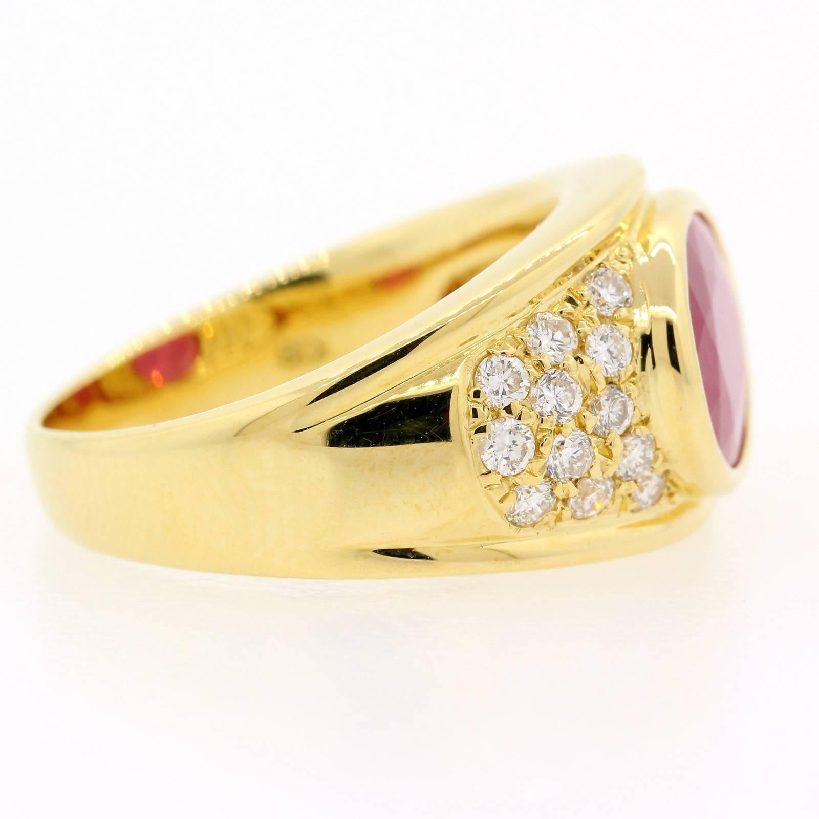 Oval Cut Burma Ruby Gold Ring For Sale