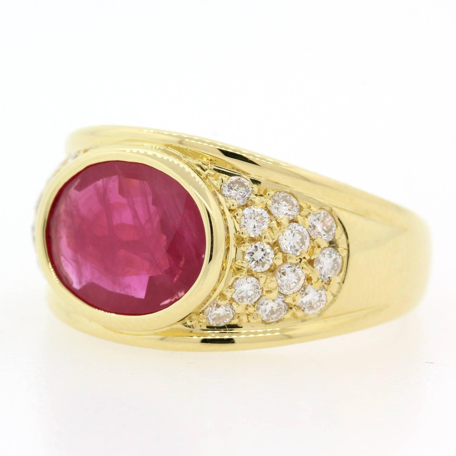 Modern Burma Ruby Gold Ring For Sale