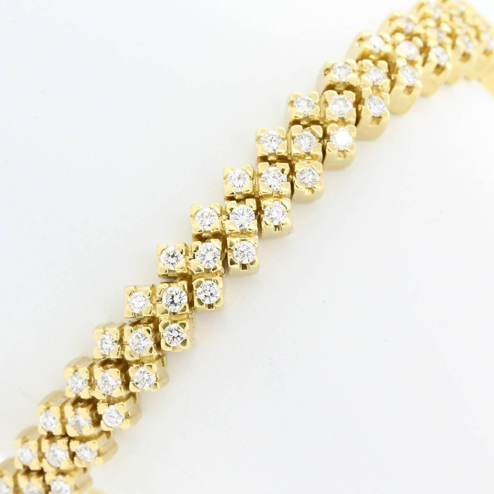 Round Cut Vintage Diamond and Gold Bracelet