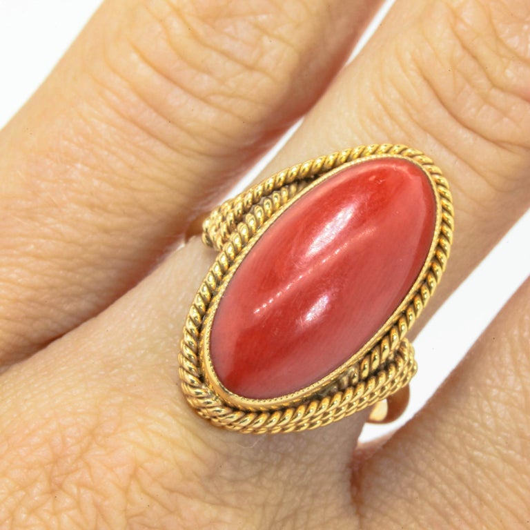 Vintage Coral Gold Ring For Sale at 1stDibs