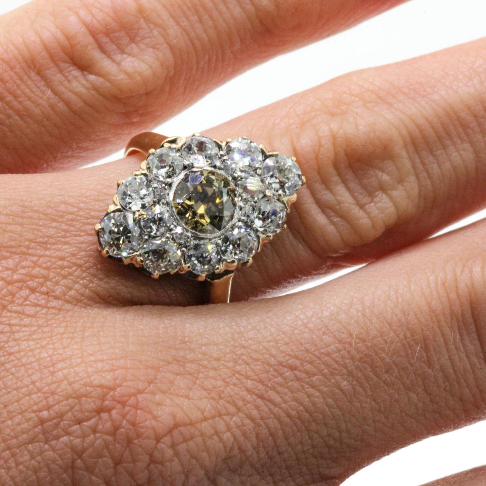 Victorian Antique Champagne Color Old European Cut Diamond