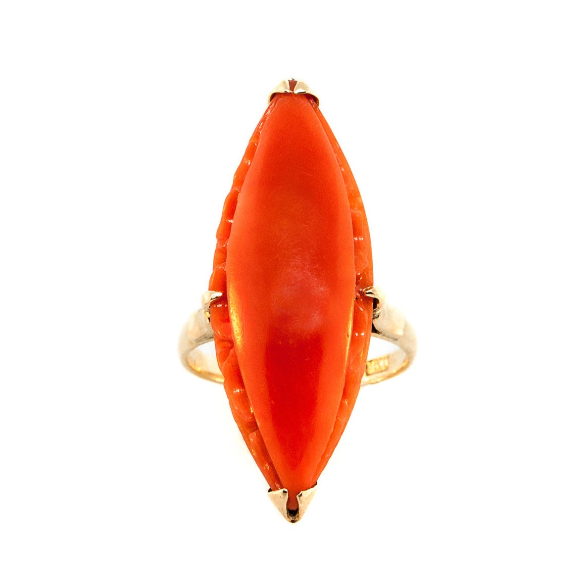 Sunset Marquis Coral Gold Cocktail Ring