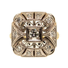 1940s Diamond Gold Palladium Ring