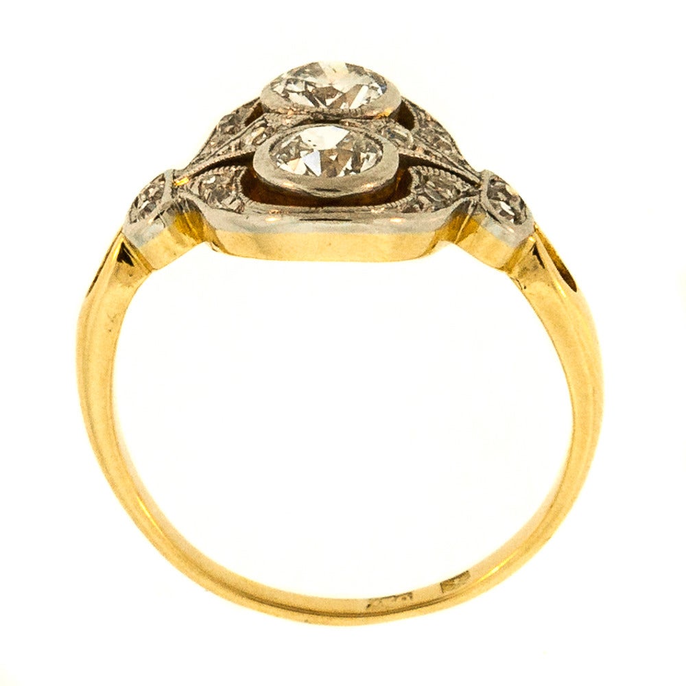 Art Deco Antique Diamond Platinum Gold Cluster Ring