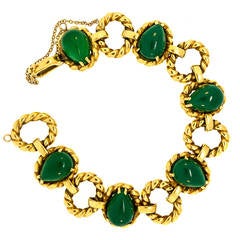 1960s Tiffany & Co. Chrysoprase Gold Link Bracelet
