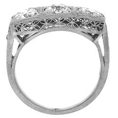 1930s Art Deco Three Stone Diamond Platinum Engagement Ring