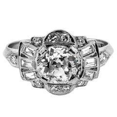 Art Deco Cushion Cut Diamond Engagement Ring