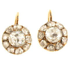 1910 Antique Rose Cut Diamond Gold Cluster Earrings 11