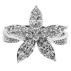 David Morris Diamond Platinum Flower Ring