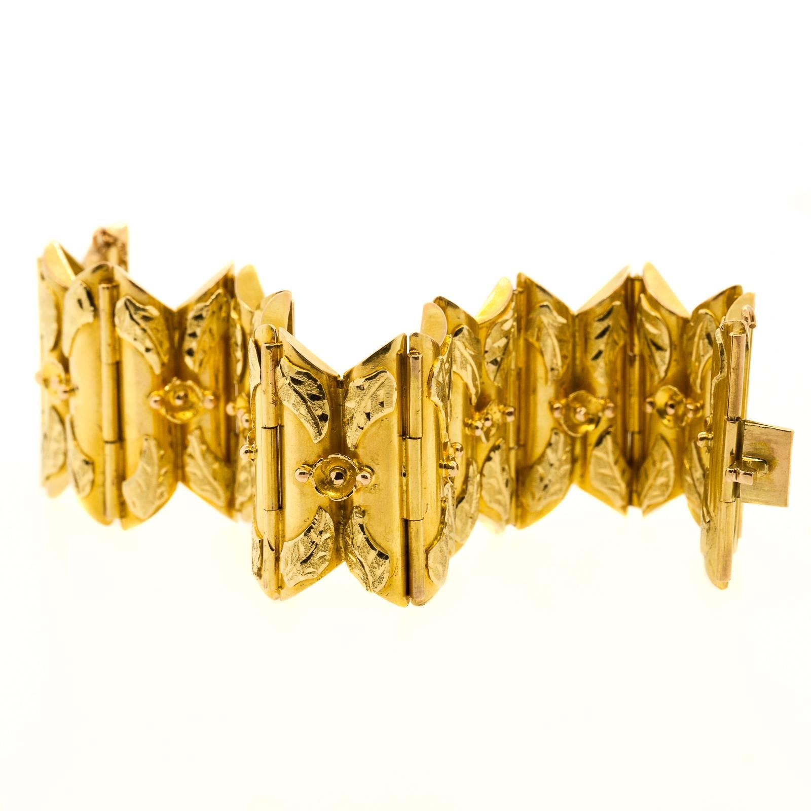 Modern 1950s  Two Tone Gold Wide Bracelet