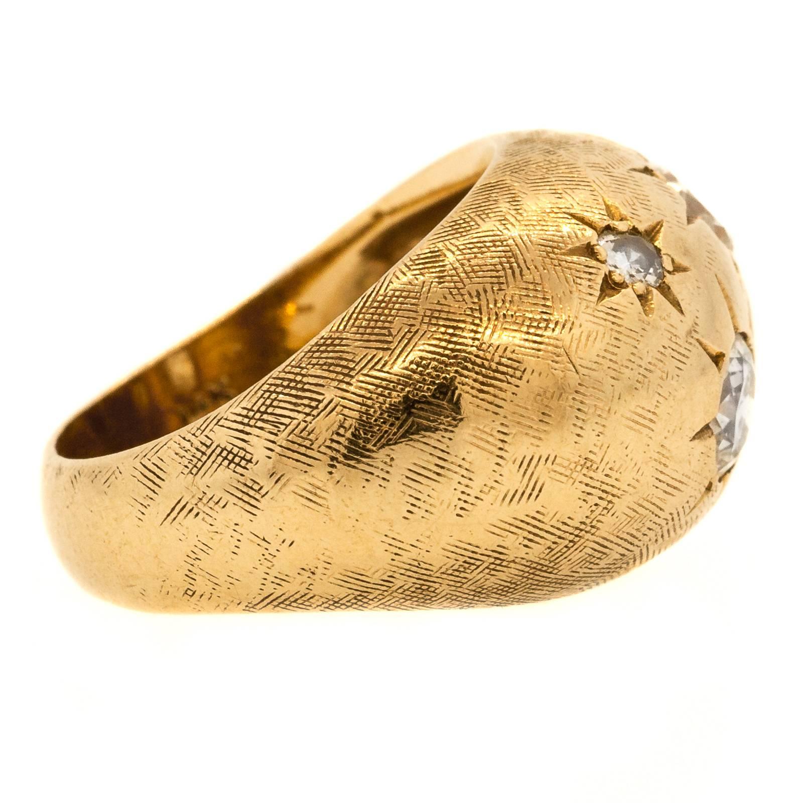 1950s Diamond Gold Dome Ring In Excellent Condition In Beverly Hills, CA