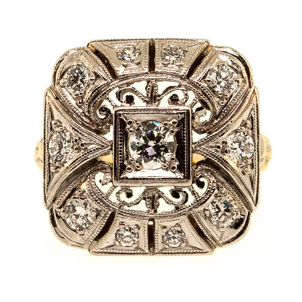 1940s Diamond Palladium Ring