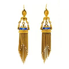 Vintage Victorian Revival Gold Tassel Drop Earrings