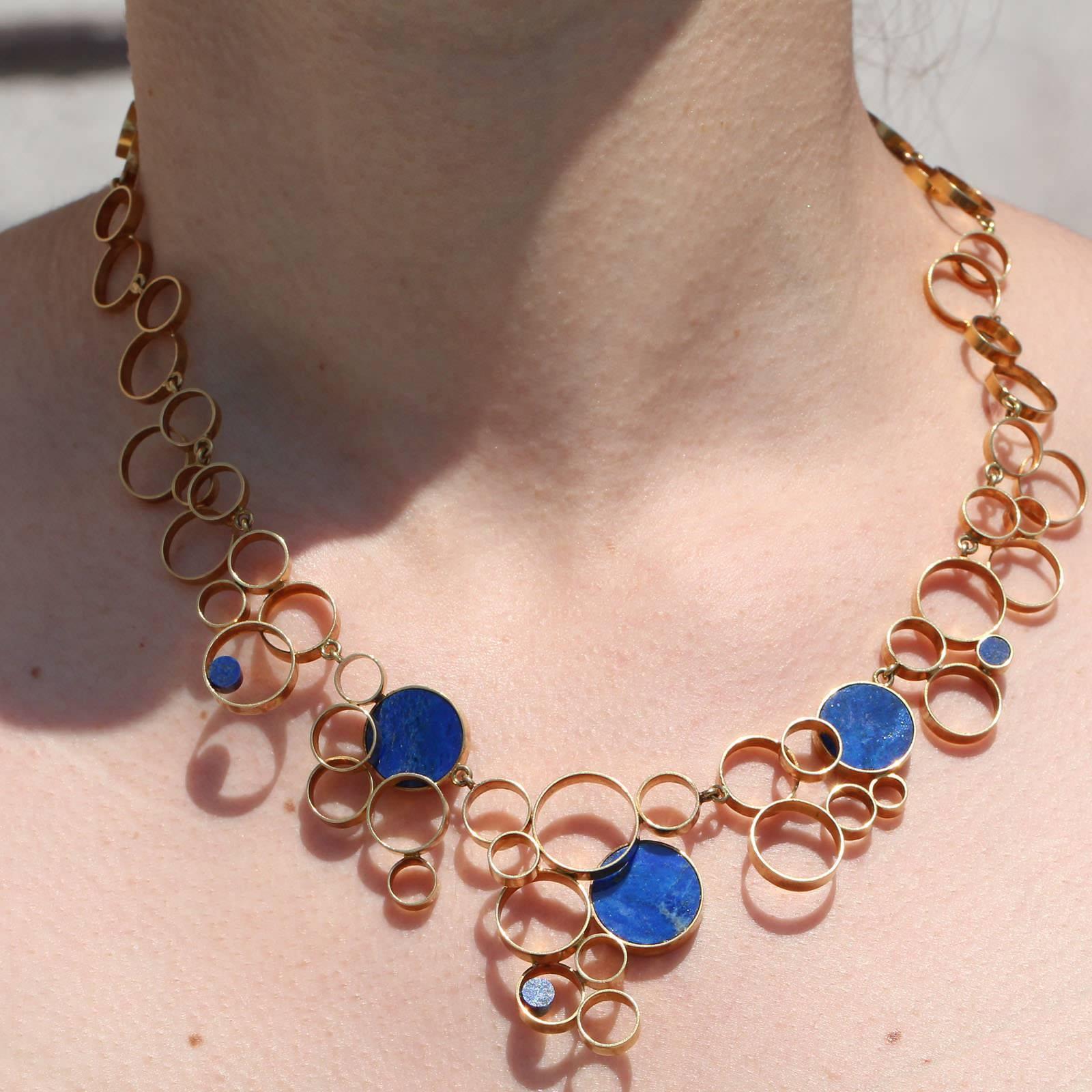 1960s Lapis Lazuli Gold Necklace 4