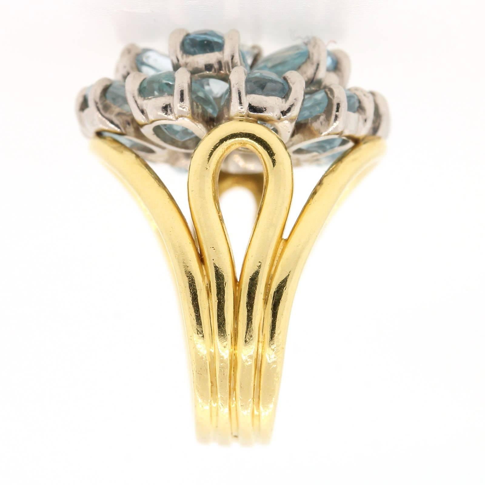 Contemporary 1960s Tiffany & Co. Aquamarine Diamond Gold Ring 