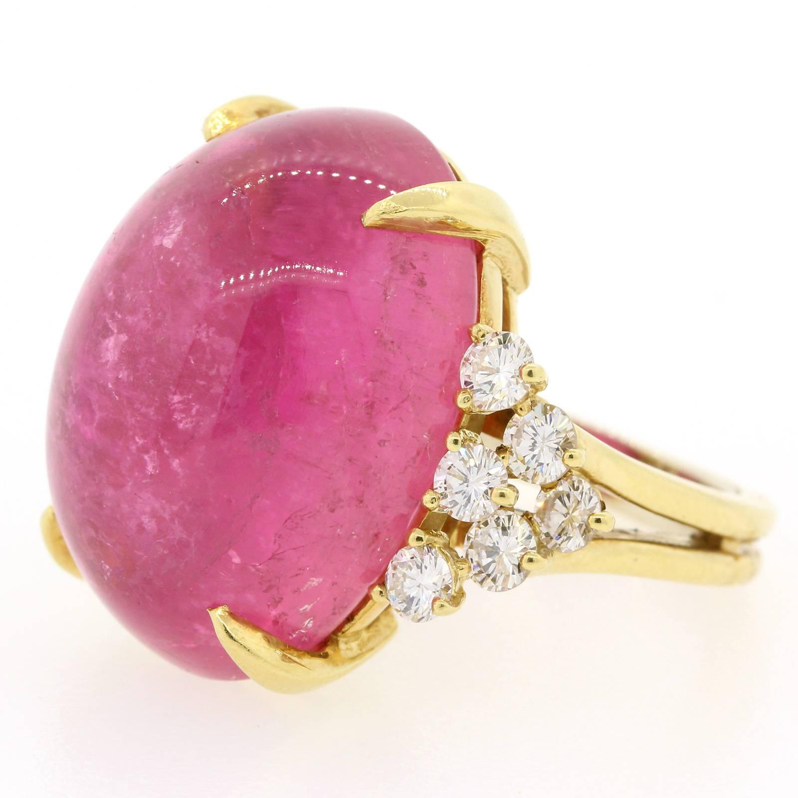 Contemporary Pink Tourmaline Diamond Gold Ring