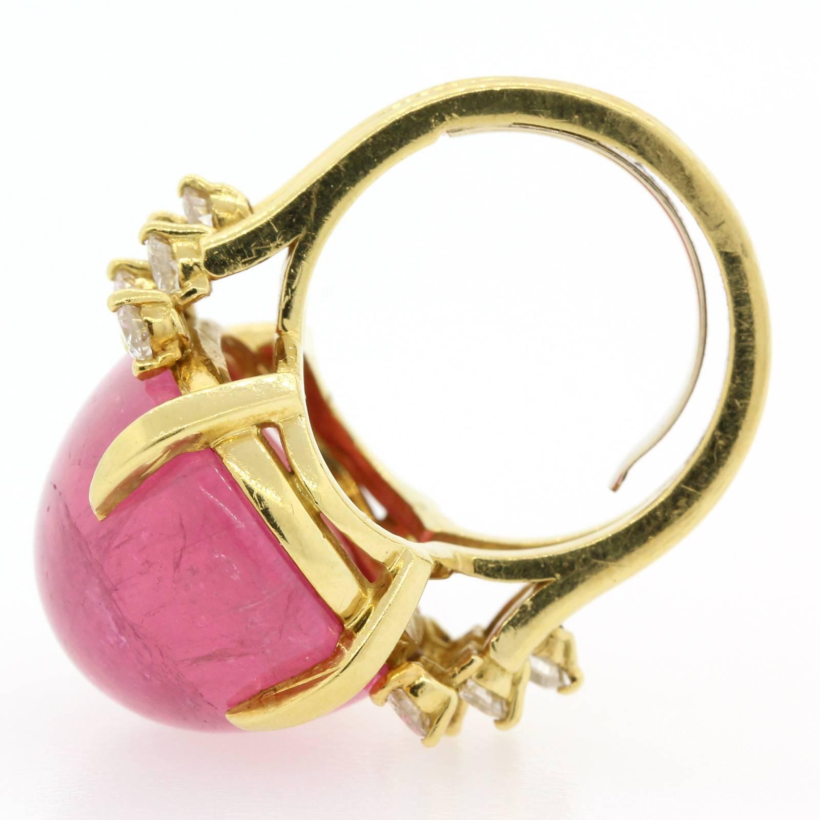 Women's Pink Tourmaline Diamond Gold Ring