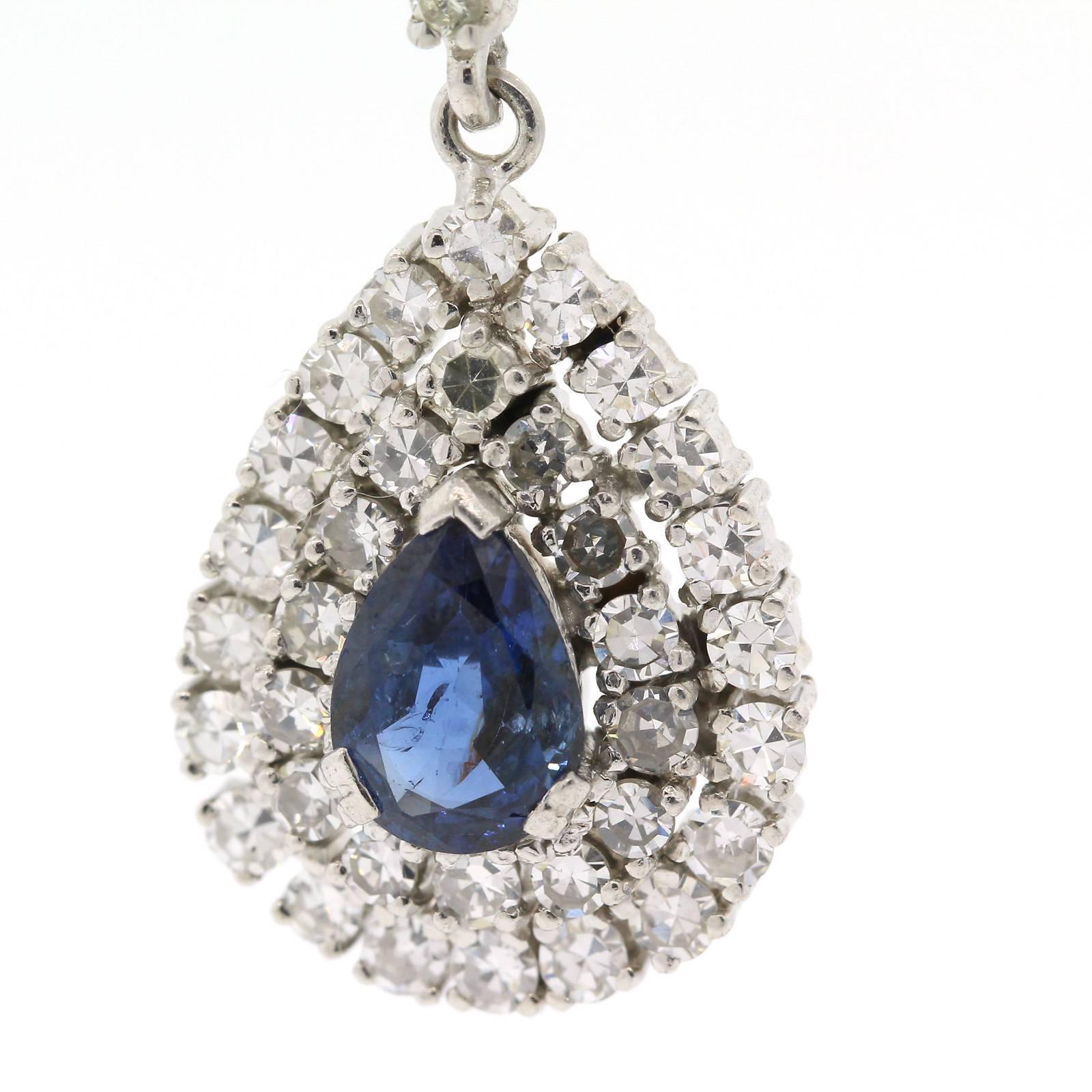 Contemporary Sapphire Diamond Gold Drop Earrings