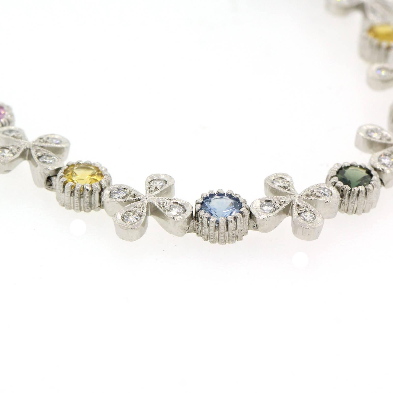 Women's Cathy Waterman Diamond and Colored Sapphire Platinum Bracelet