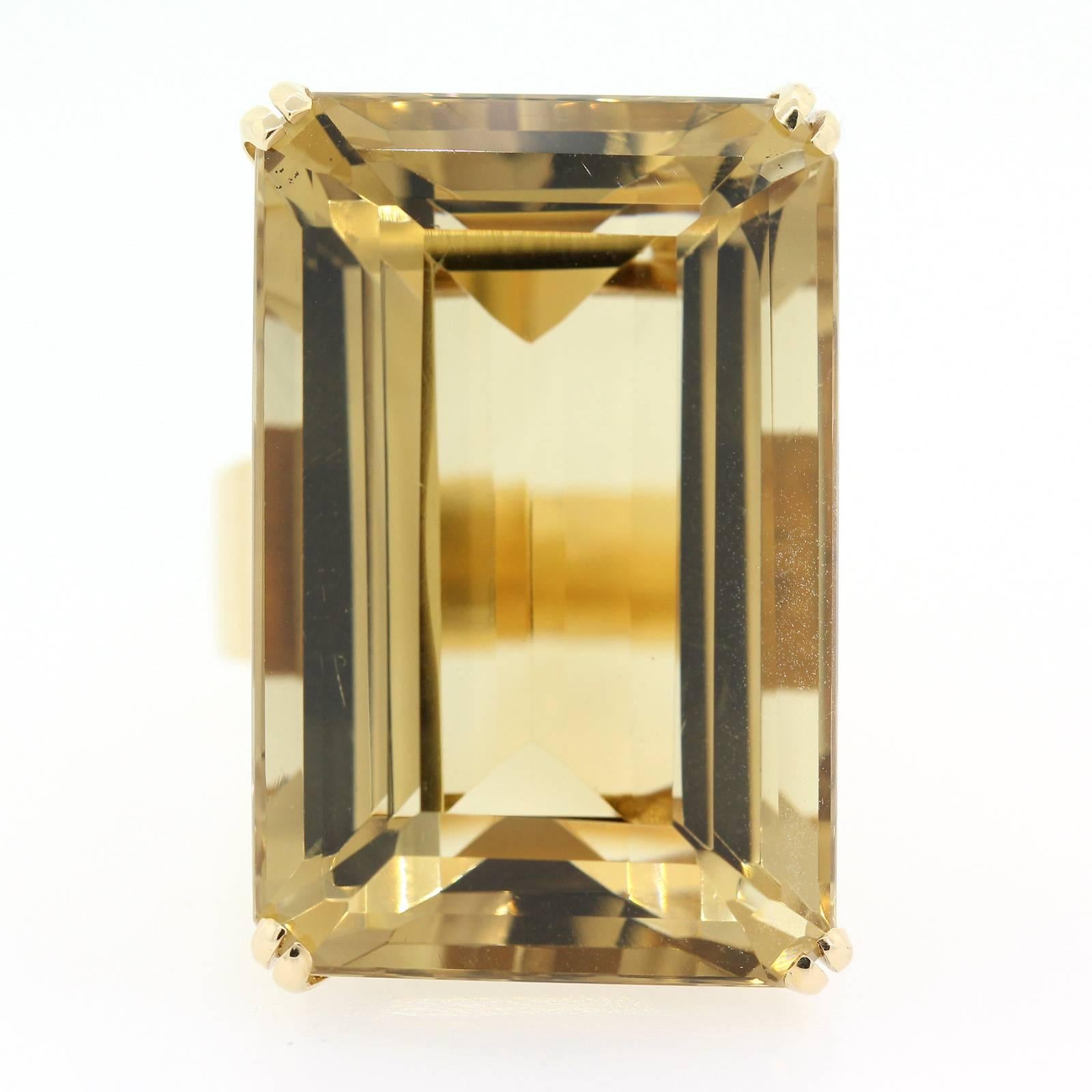 Women's Retro 70 carat Citrine Quartz Gold Ring