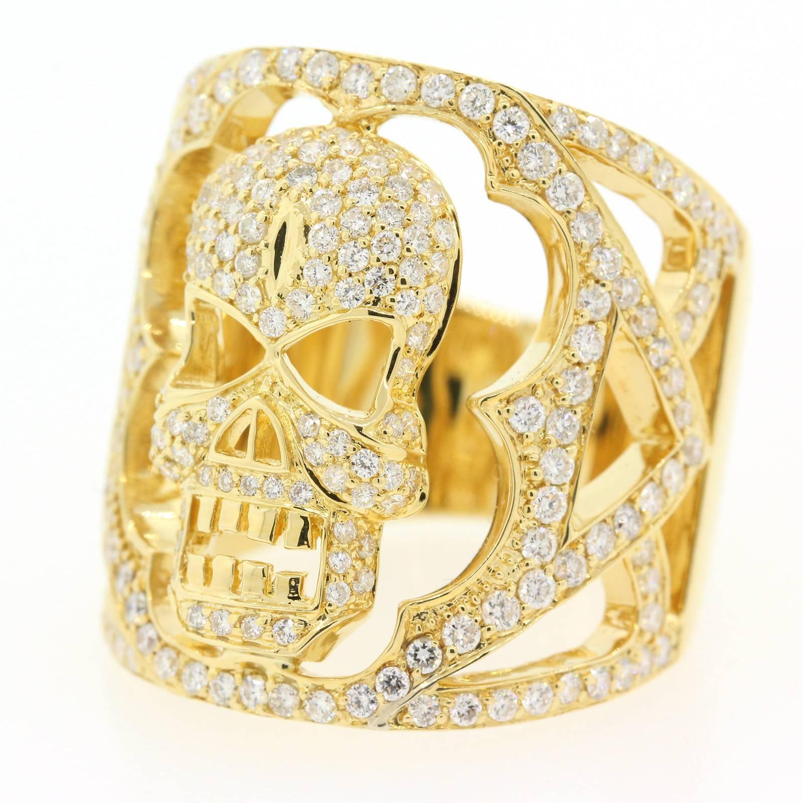 Diamond Gold Skull Ring 2