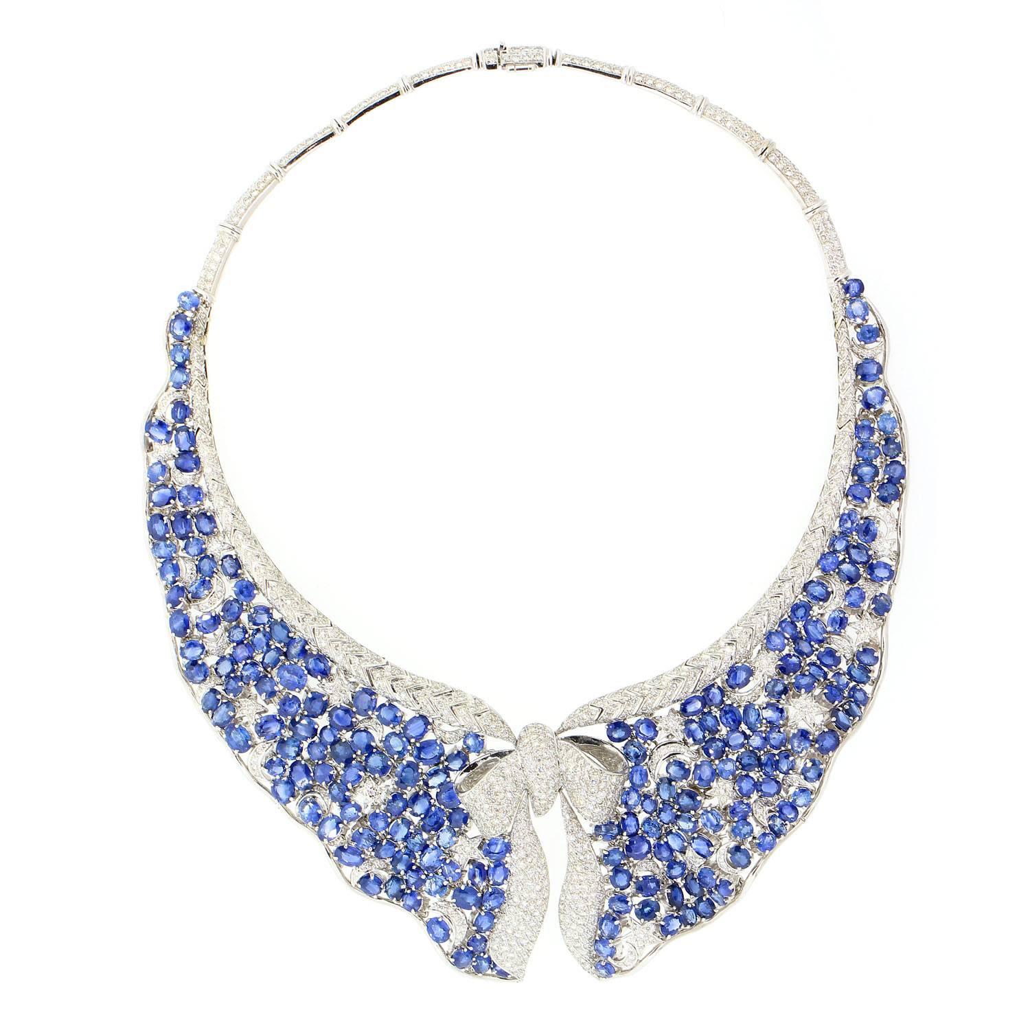 Sapphire Diamond Gold Necklace