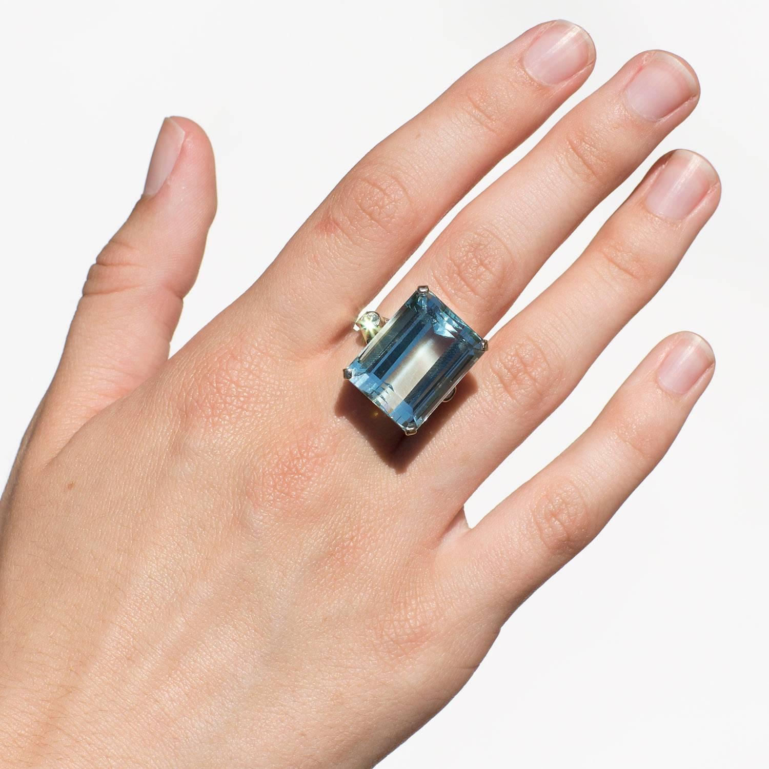 Modern Vintage Aquamarine Diamond Ring