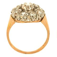 1930s Cluster Antique Old European Cut Diamonds Gold Ring