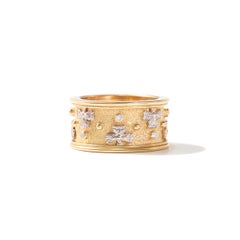 Anello a fascia in oro giallo 18 carati modello Fleuron bicolore