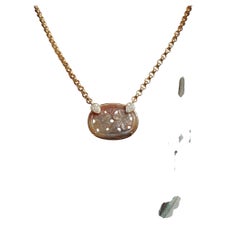18kt yellow gold Niagara Carved Brown Sapphire & Diamond pendant