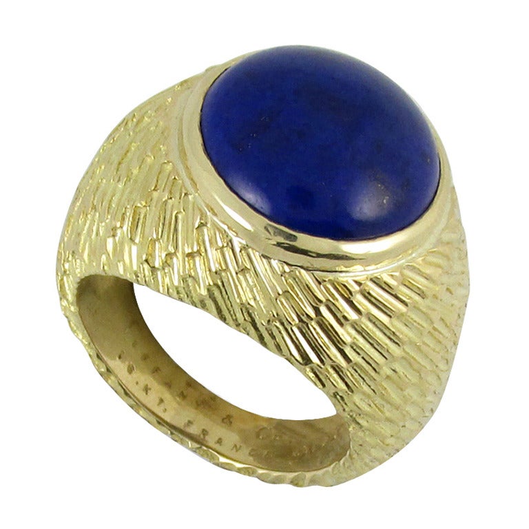 Tiffany & Co. Cabochon Lapis Gold Ring For Sale