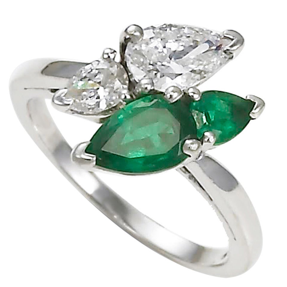 Emerald and Diamond Ring by Oscar Heyman For Sale