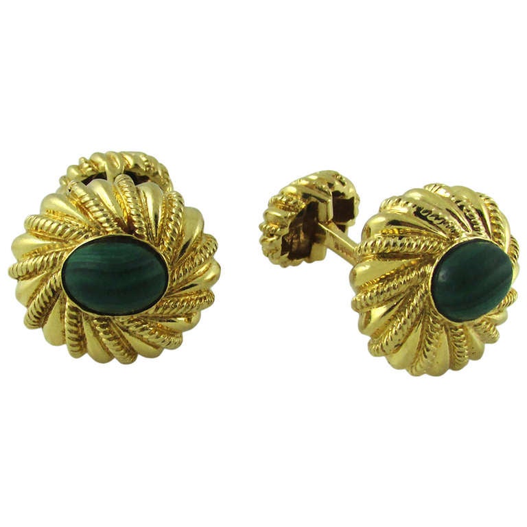 Tiffany & Co. Jean Schlumberger Malachite Cufflinks For Sale