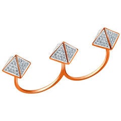 Diamond Pyramid Double Finger Ring