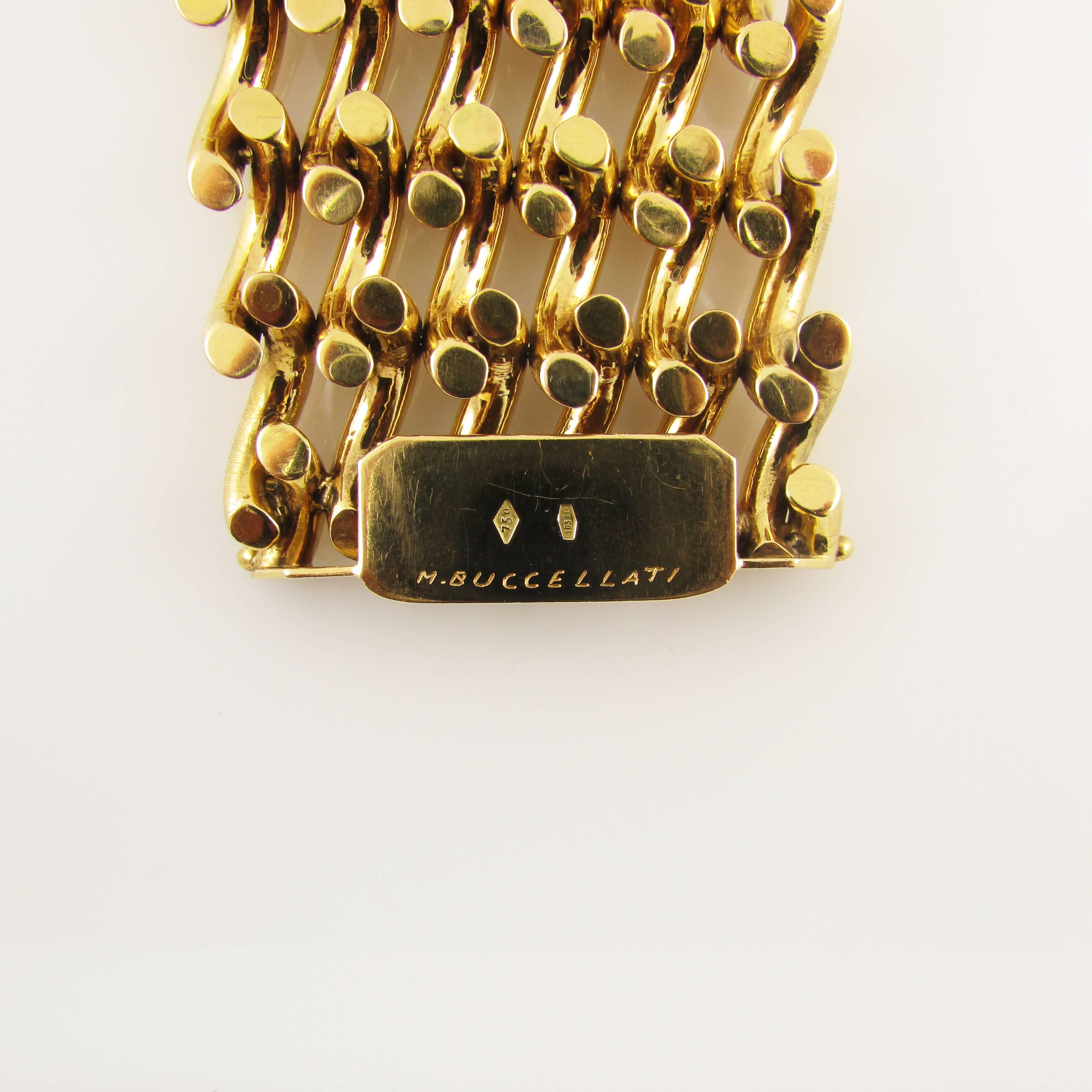 Women's Buccellati Wide Textured Gold Bracelet 