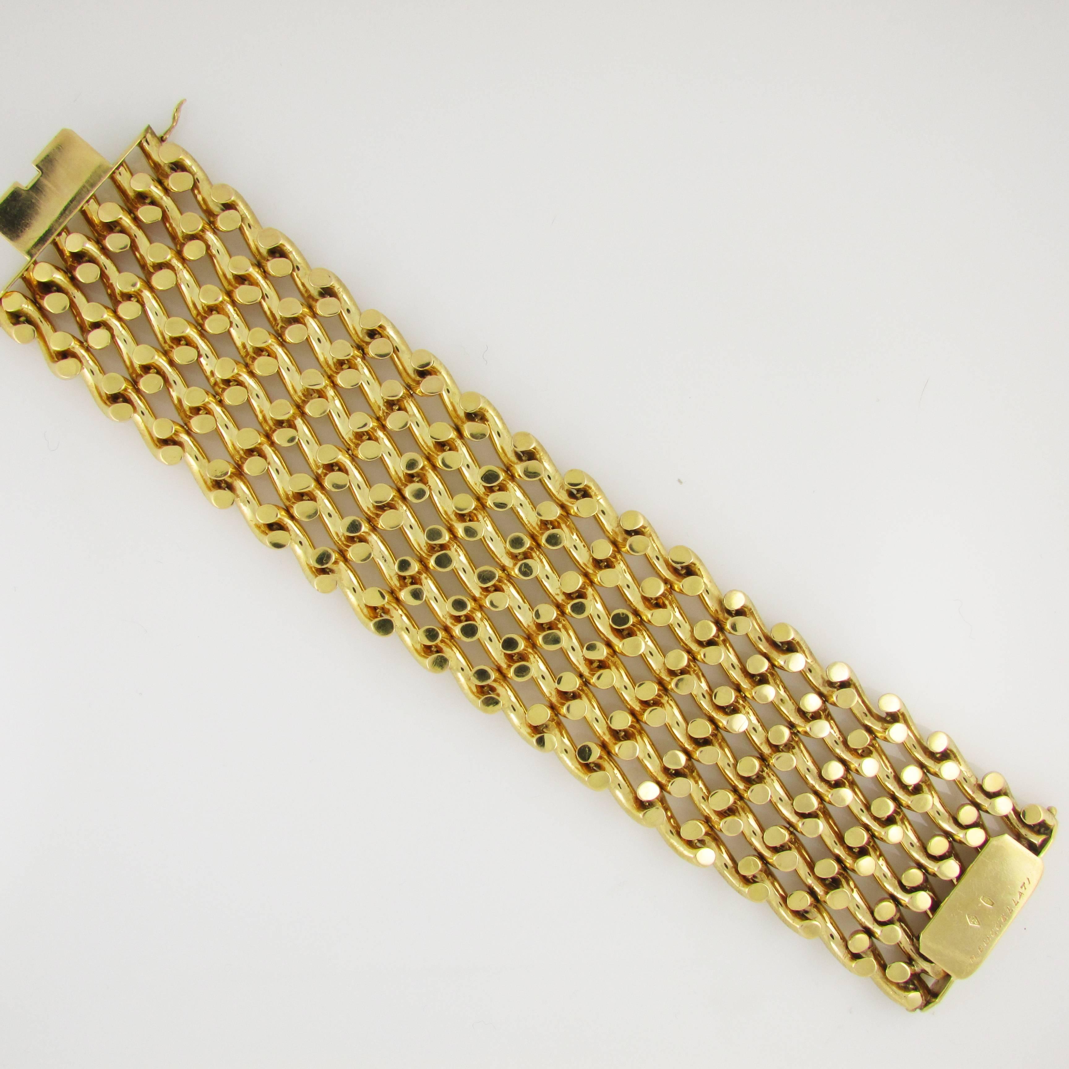 Buccellati Wide Textured Gold Bracelet  In Good Condition In San Francisco, CA