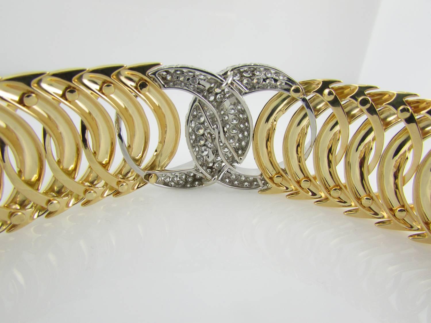 Verdura Double Crescent Gold and Diamond Bracelet 1