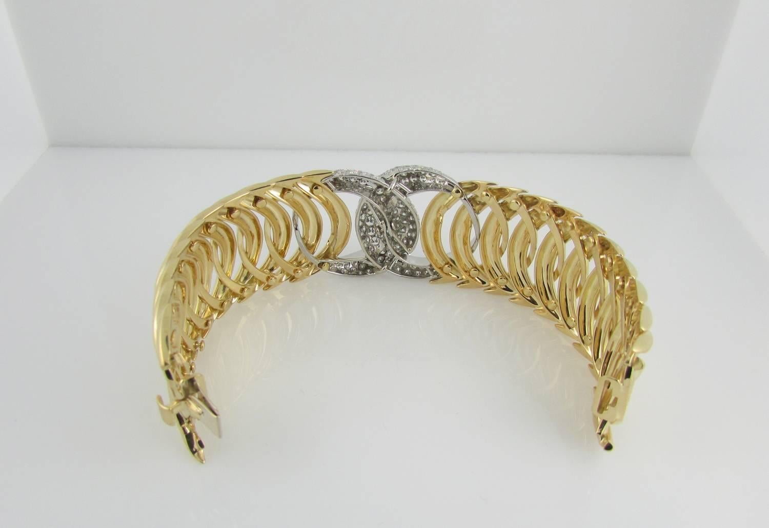 Verdura Double Crescent Gold and Diamond Bracelet 2