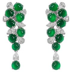 A Pair of Imperial Jadeite and Diamond Earrings in 18 Karat White Gold