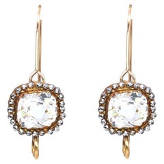 Boucles d'oreilles en or et cristal de roche durables, 1850
