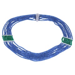 Sapphires Diamonds Emeralds Necklace, 1970