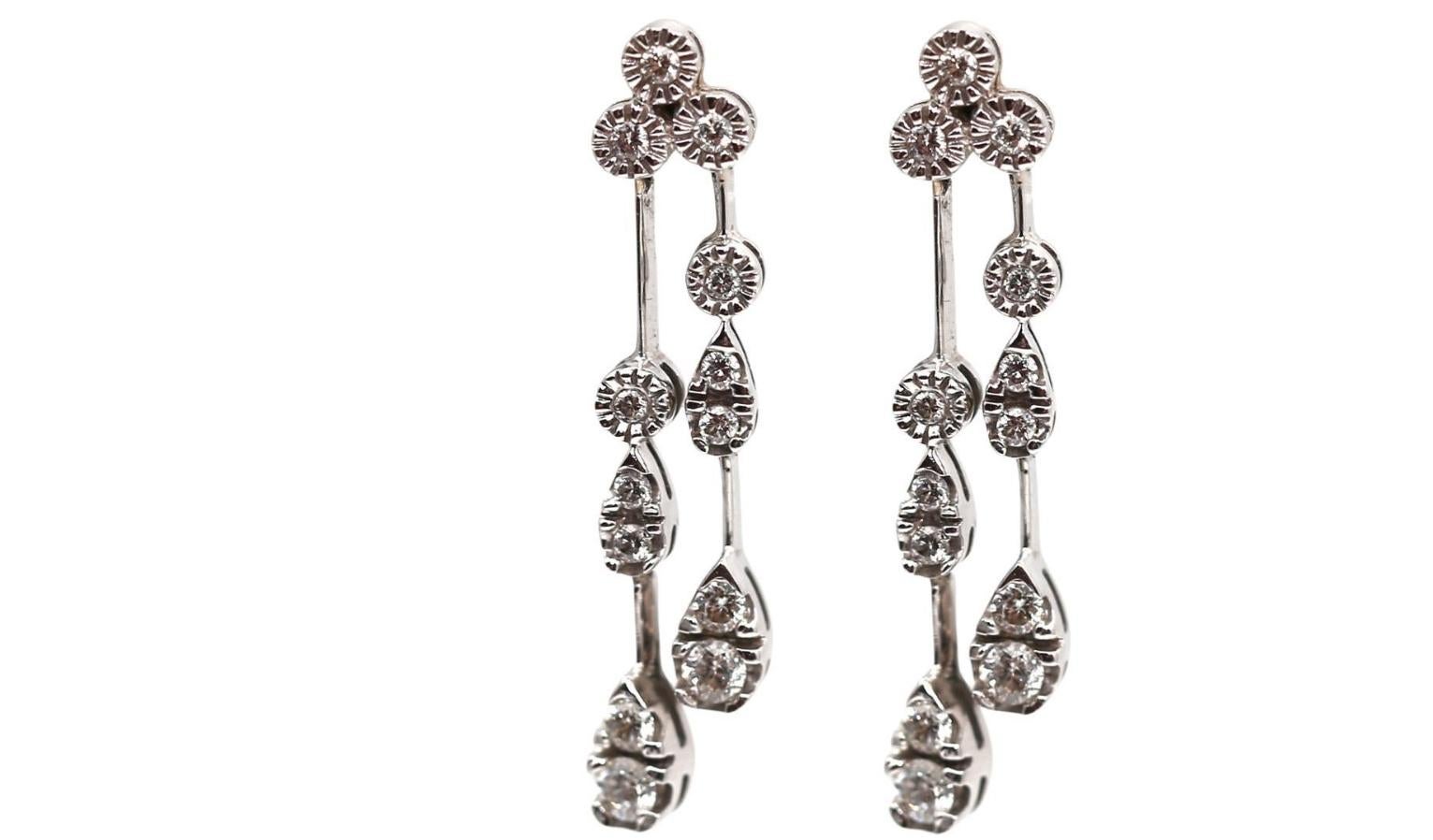 Diamond Drop Earrings 18K White Gold, 2000 1