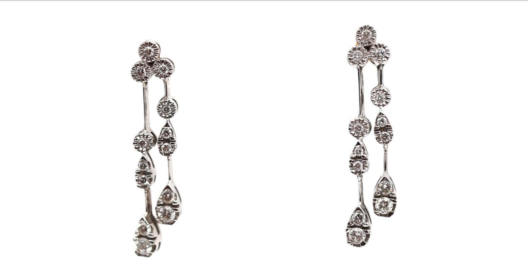 Diamond Drop Earrings 18K White Gold, 2000 2