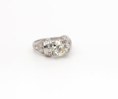 Vintage 2.75 Carats Diamond Ring White Gold 18K Certified, 1920