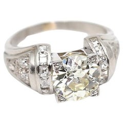 2.75 Carats Diamond Ring White Gold 18K Certified, 1920